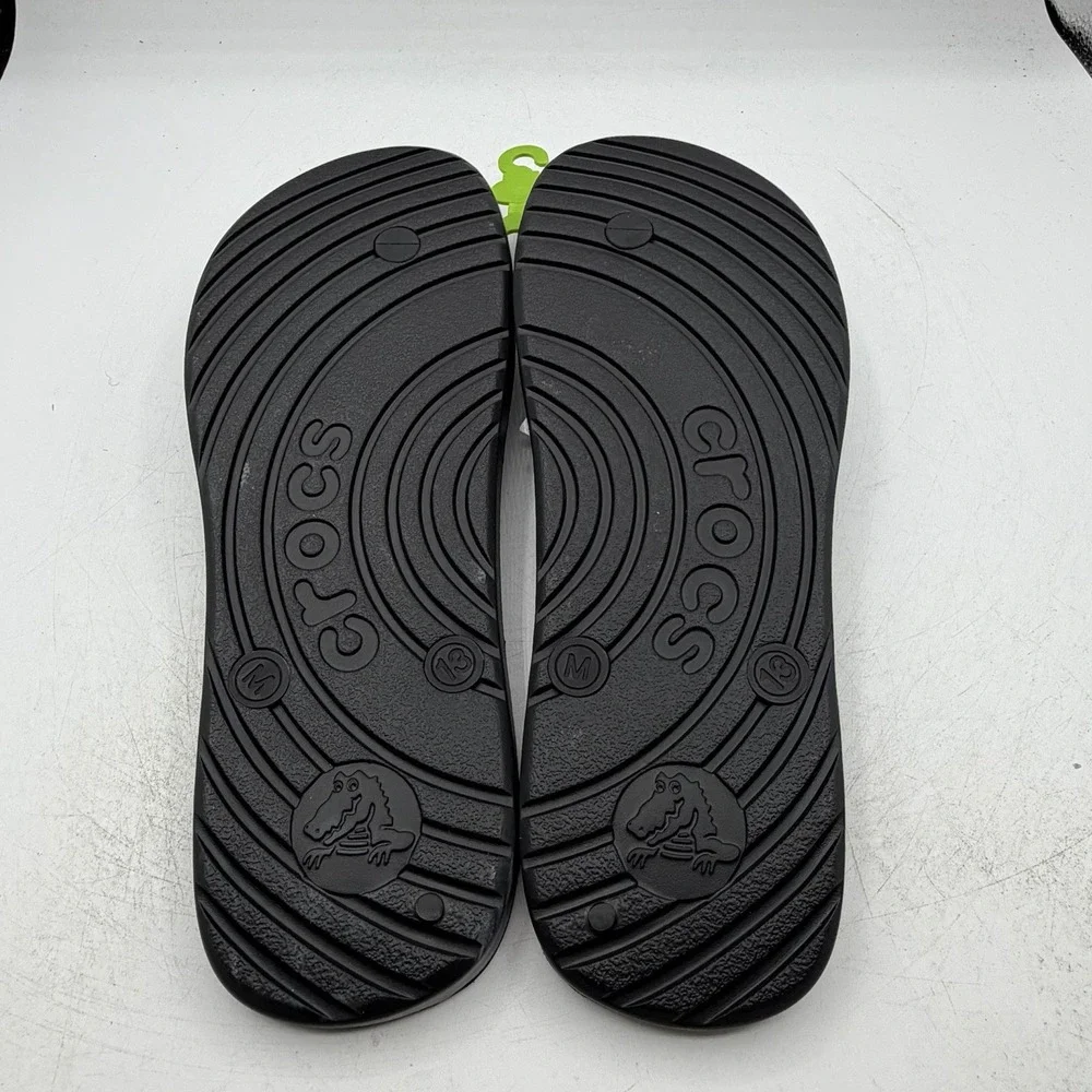 Crocs Flip Flops Mens Size 13 Black Thong Sandals Beach Pool 210089-001 NWT